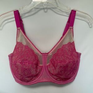 C 41 Wacoal Retro Chic Full Figure Underwire Bra size 34g 855186 fuchsia lace